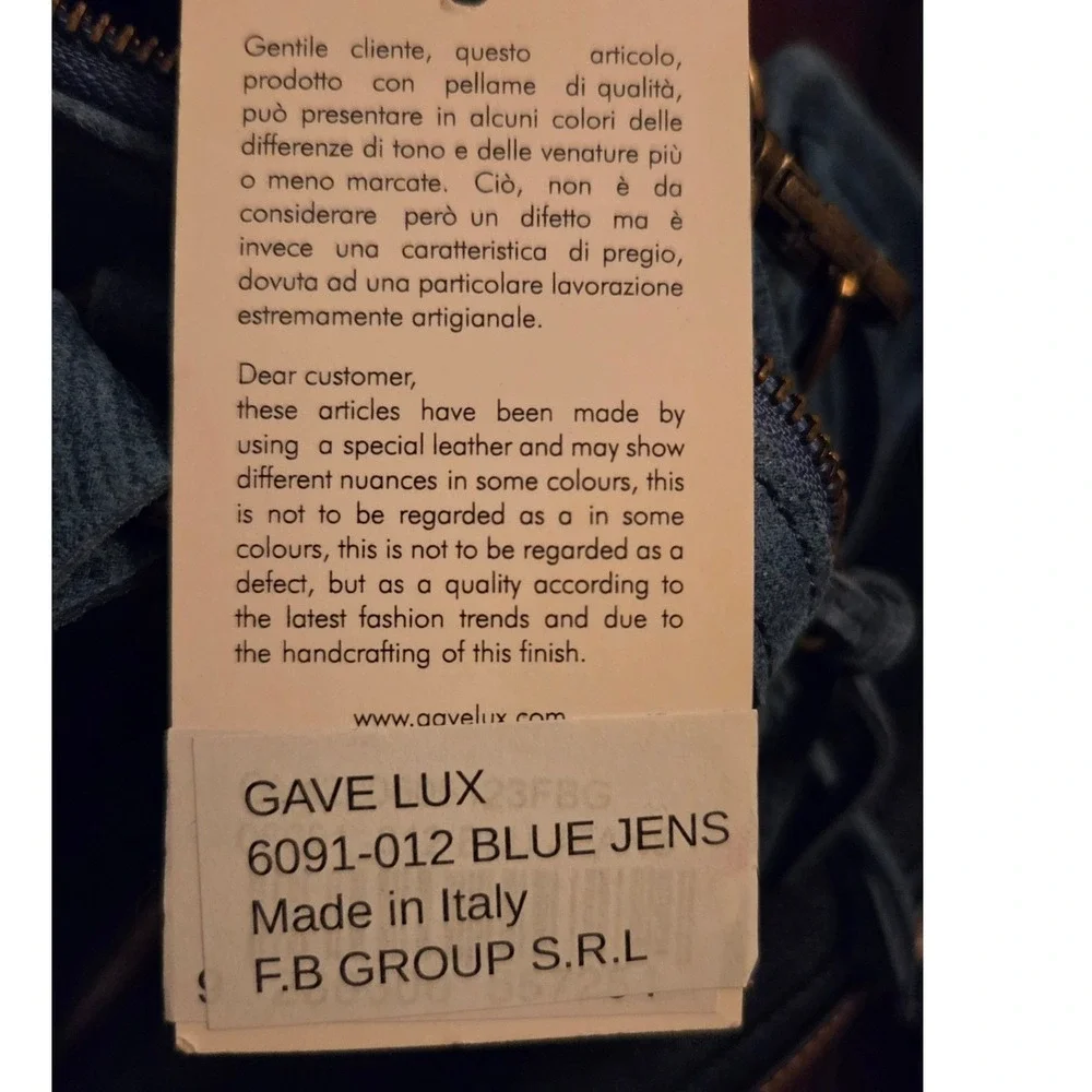 Gave Lux Satchel Bag Mini Blue New Leather Made in Italy Crossbody